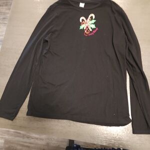 Elegant Black Long Sleeve Top with Festive Embroidery